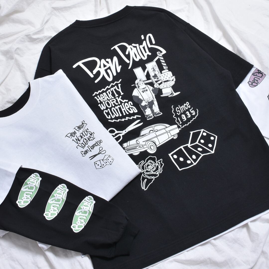 【BEN DAVIS】2024S/S★2点セット Tシャツ+ロンTレイヤードトップス