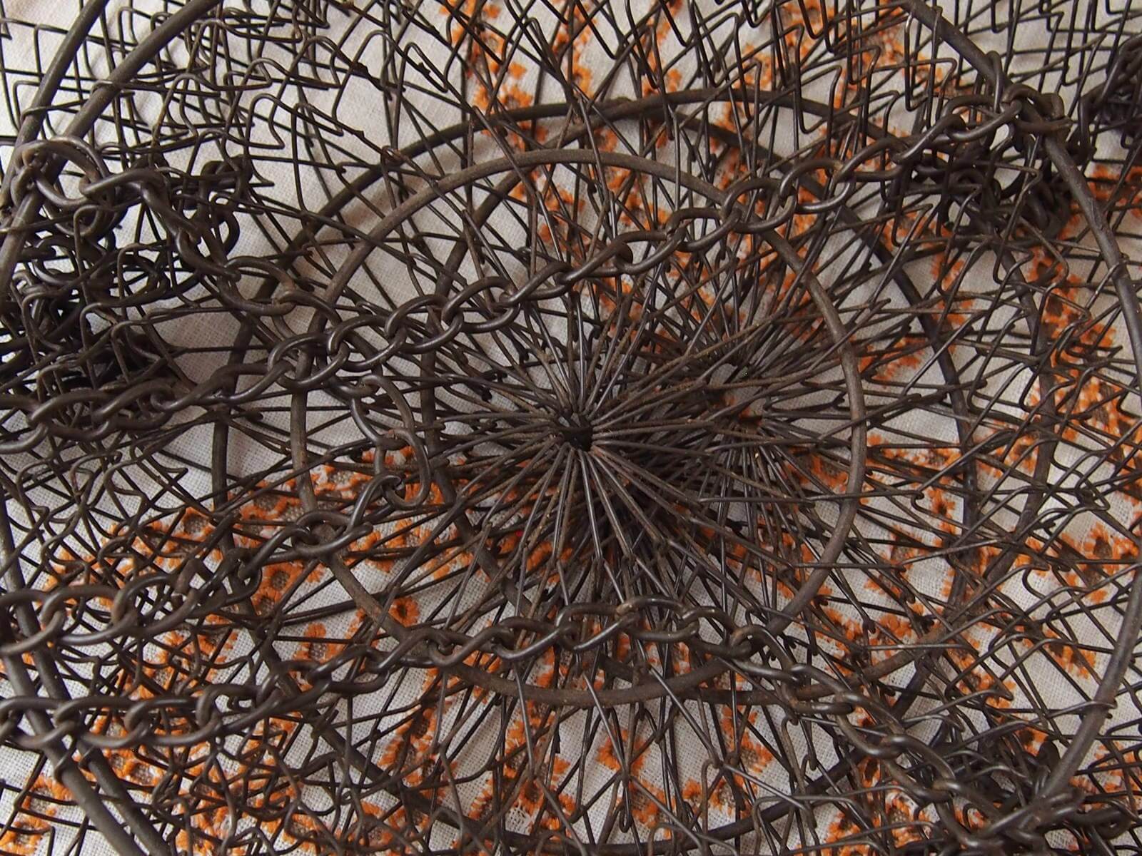 イギリスアンティーク 3段ワイヤーバスケット ハンギングバスケット