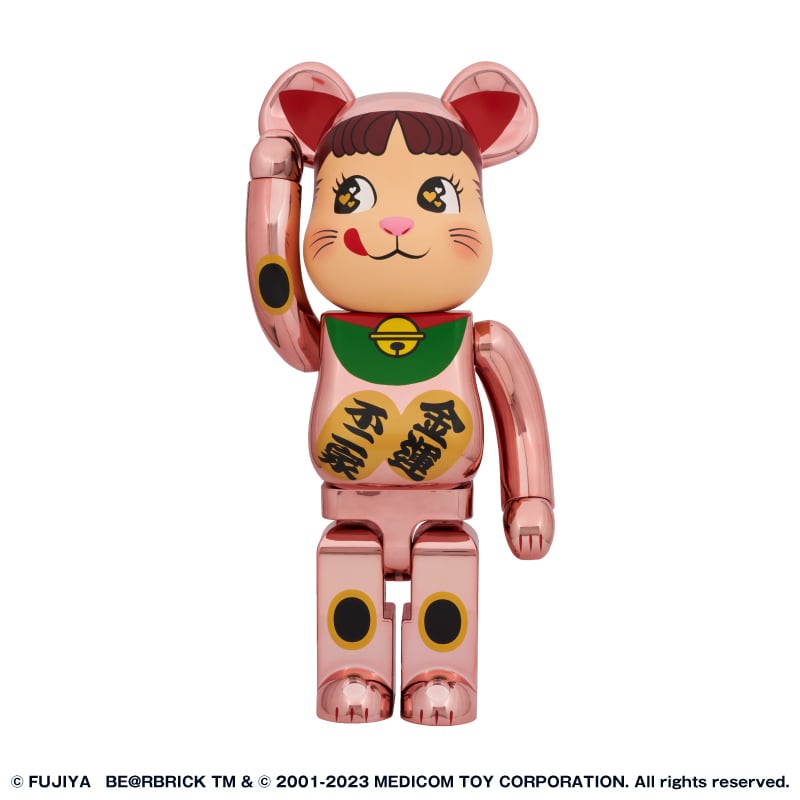 BE@RBRICK 招き猫ペコちゃん金運ダブル小判桃金メッキ100%\u0026400%