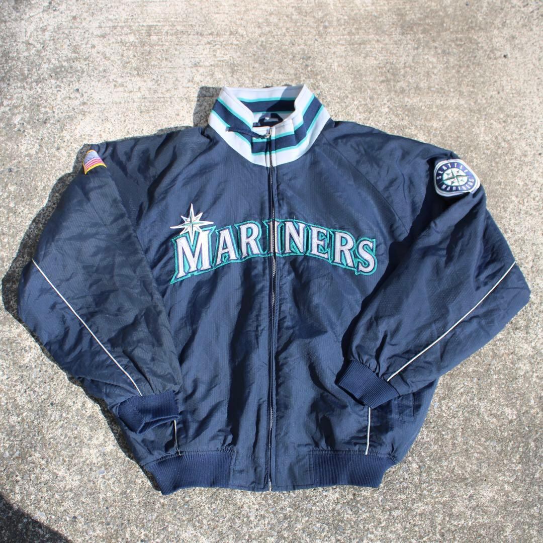 【XLサイズ】00's シアトル マリナーズ majestic フリース裏地 ボックス 古着 スタジャン