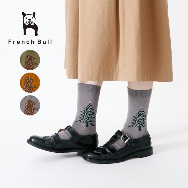 フレンチブル French Bull 靴下 ホルツソックス ソックス レディース 秋 冬 ブランド 日本製 国産 綿 熊 クマ ツリー クリスマス おしゃれ かわいい プレゼント ギフト オレンジ グレー グリーン 23-25cm 11-26257 Fr128