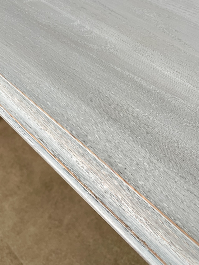 フランスアンティーク調シャビーシックデスクW1200 “ストライプ”(オーク天板ろくろ足テーブル) サイドテーブル