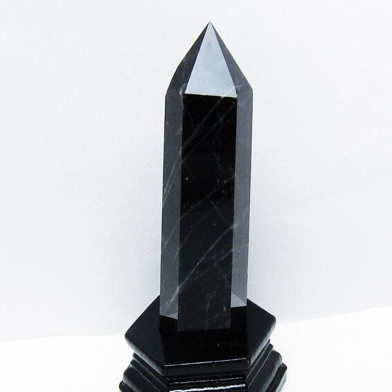 モリオン 黒水晶 六角柱 台座付属 一点物 152-4031