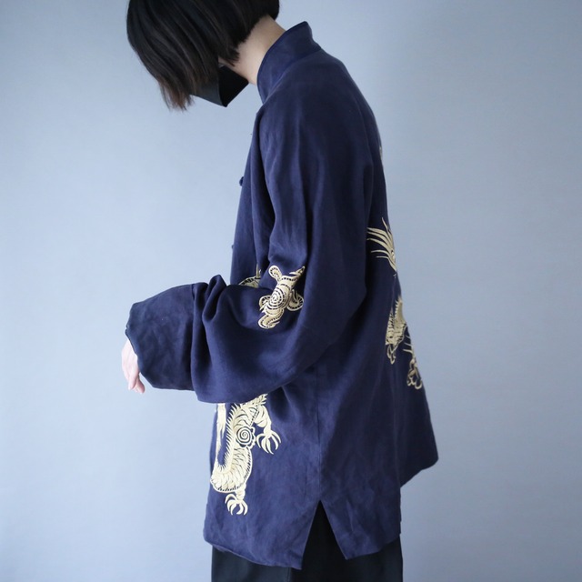 "刺繍×龍" loose silhouette special china shirt