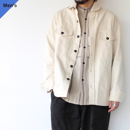 【ラスト１点】Yarmouth Oilskins コットンツイルラウンドカラージャケット THE MARITIME OVERSHIRT JACKET　（Natural）