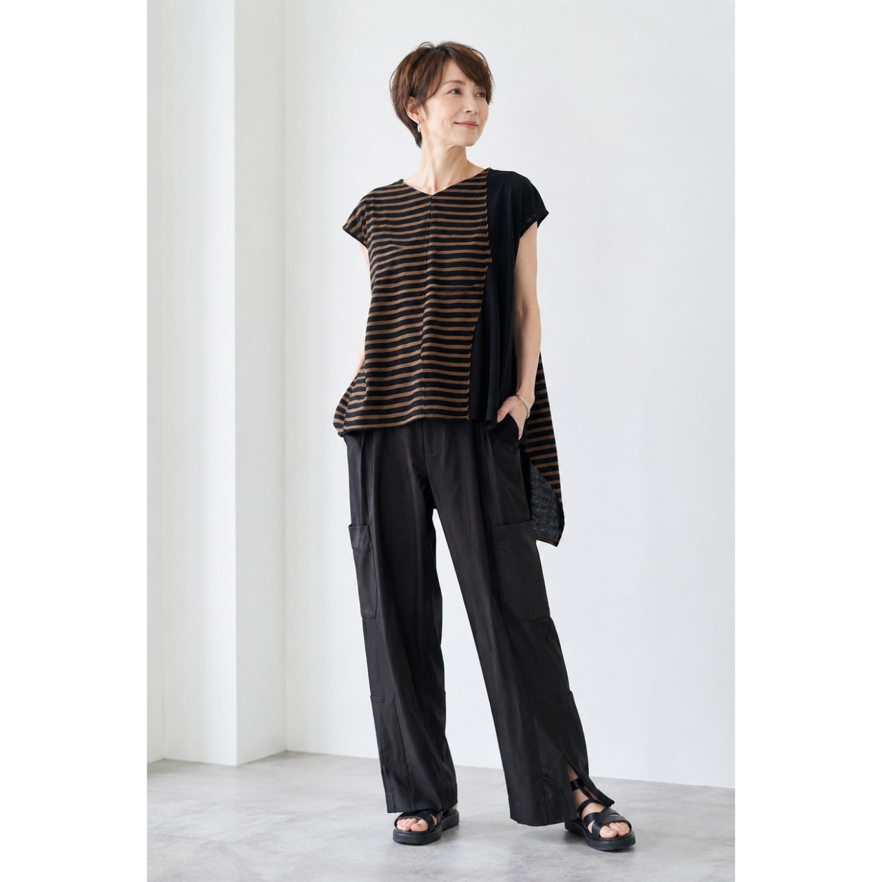 【最新作】ボーダーバックカットプルオーバー【262-3248】Bordered Cutout Pullover
