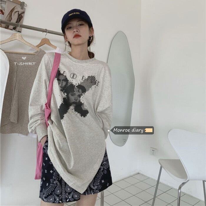 Tシャツ シャツ サマールーズトップス ロング 夏物 モンロー9103474982