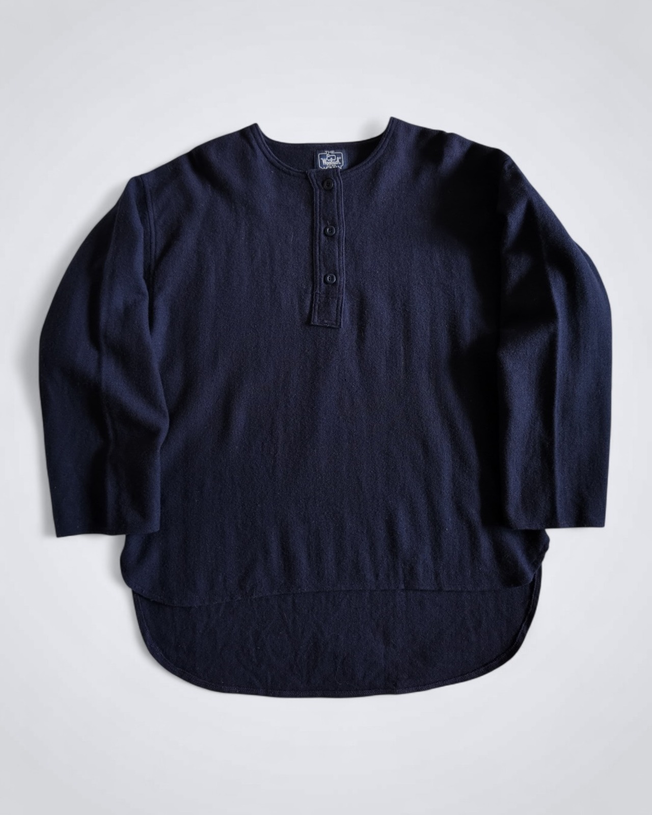 1980s WOOLRICH COLLARLESS HENLYNECK WOOL SHIRT