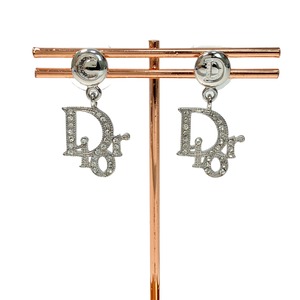 Christian Dior ディオール ラインストーン ロゴピアス シルバー アクセサリー 7834-202207