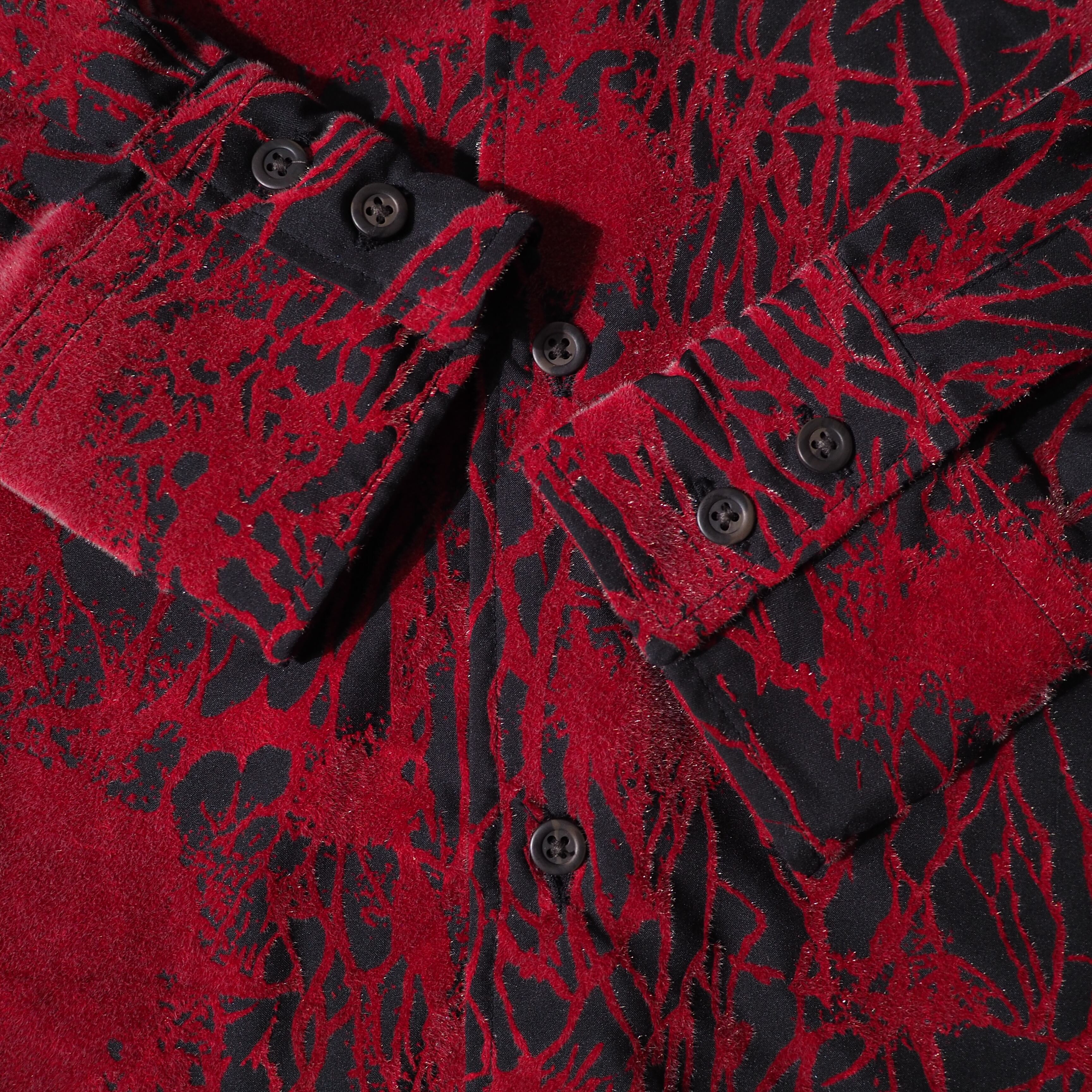 2000s ” PPFM ” Cracked corduroy pattern embbossed mode shirt