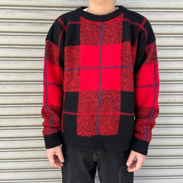 『送料無料』90s WOOLRICH ウールリッチ　ウールセーター　バーズアイ柄　柄ニット