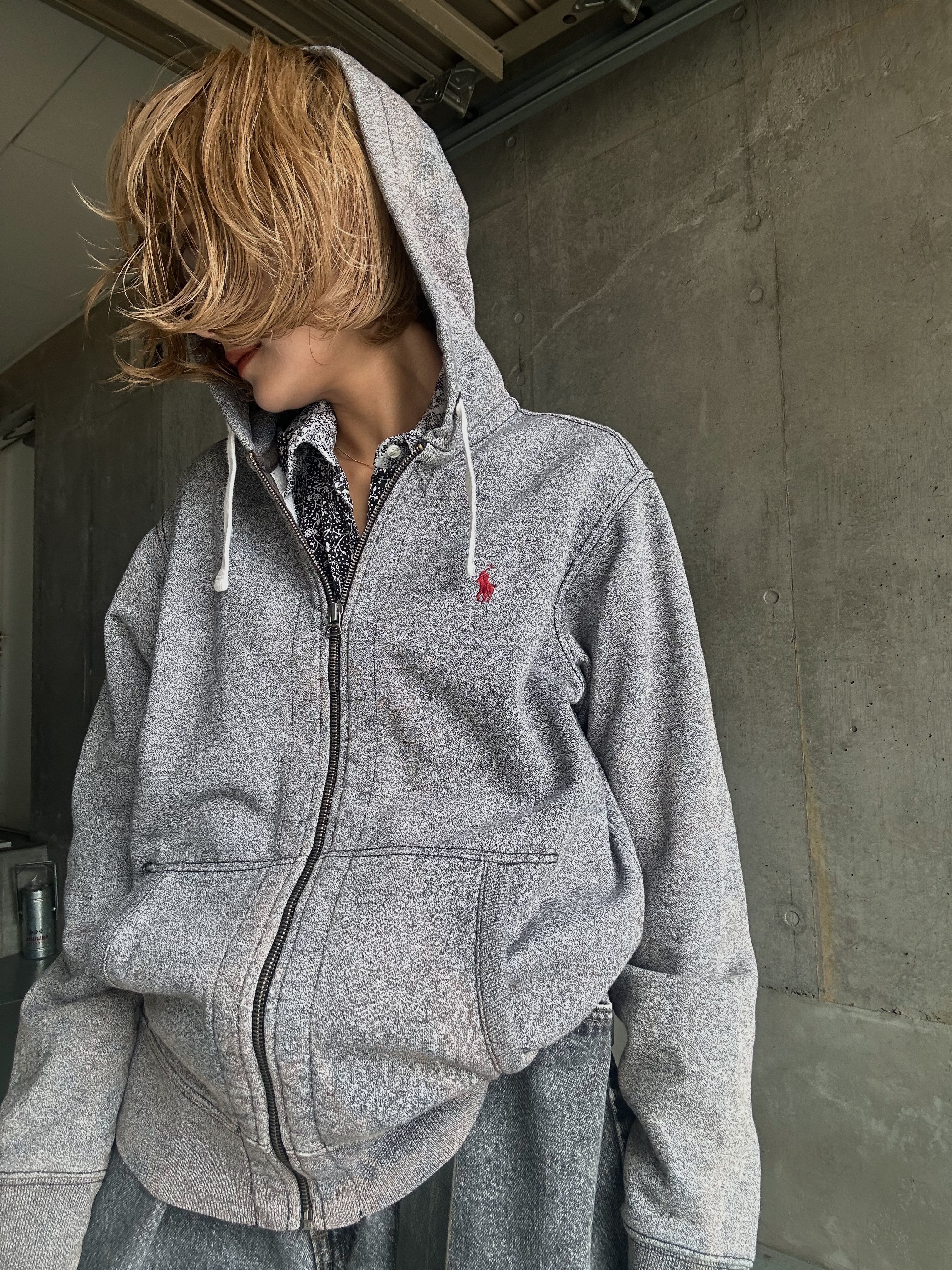 (CS2129)Polo Ralph Lauren bleach zip up hoodie (CONMAR ZIP)