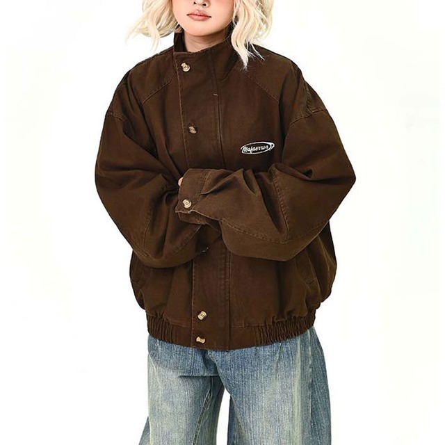 ミニロゴスタンドネックストリートブルゾン 2col   R01480