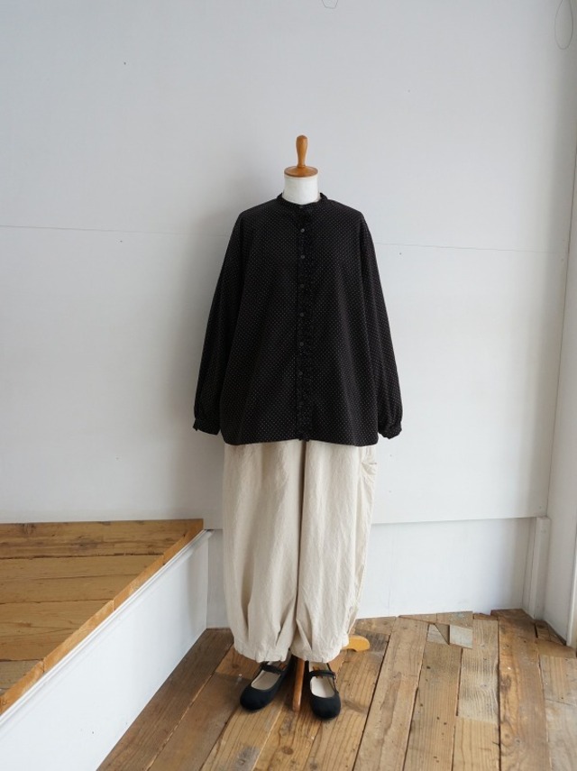marble SUD マーブルシュッド　ドットコーデュロイ フリルシャツ
