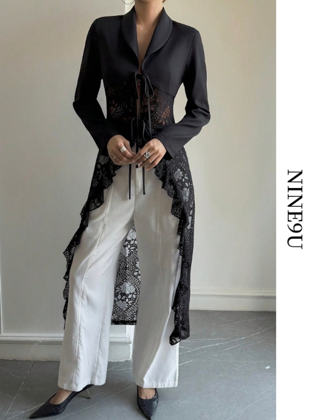 long sheer lace elegant blouse【NINE-S0056】