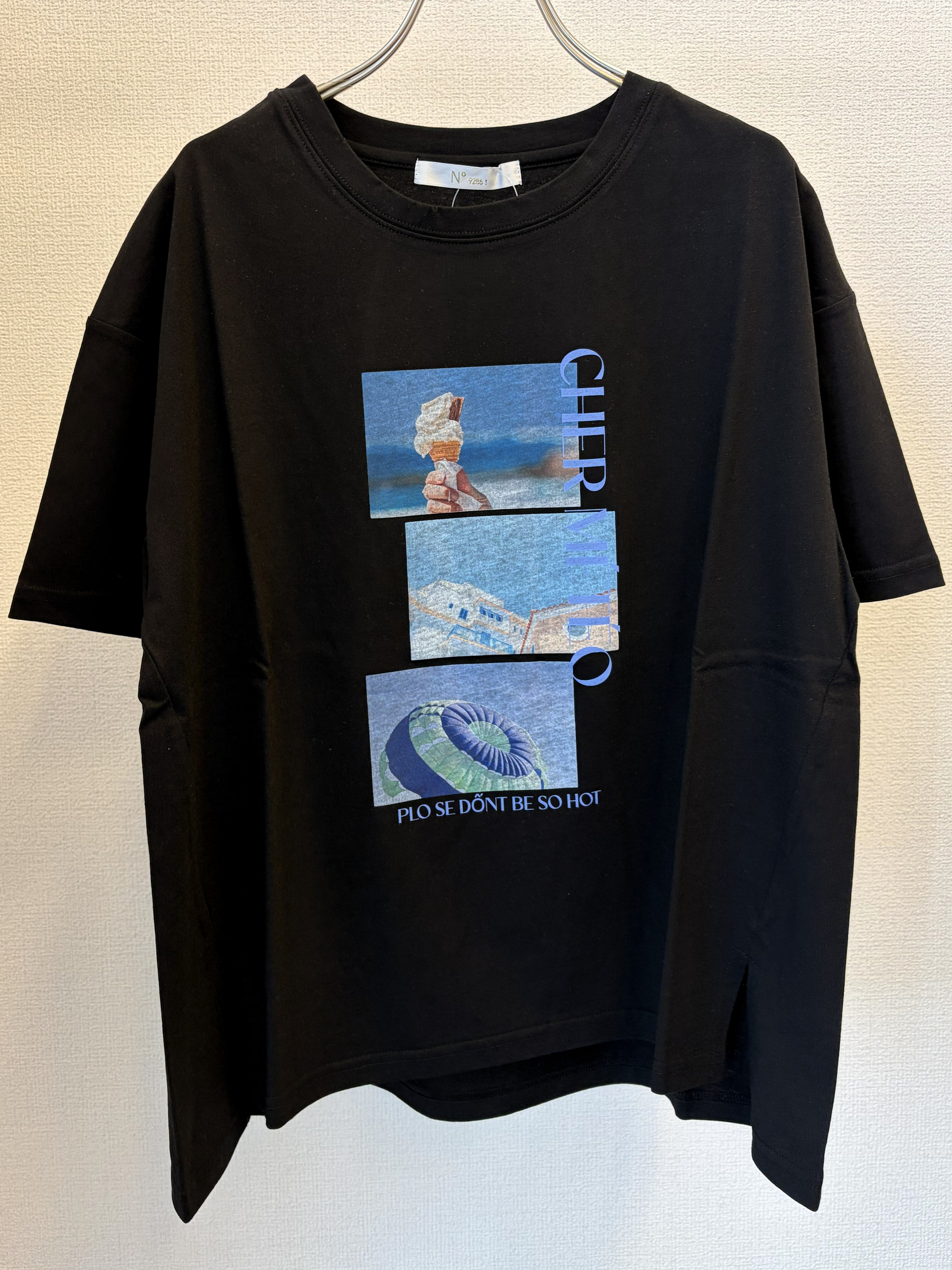 N°9286!】21s度詰め天竺フォトプリントスリットTシャツ（9207-63029