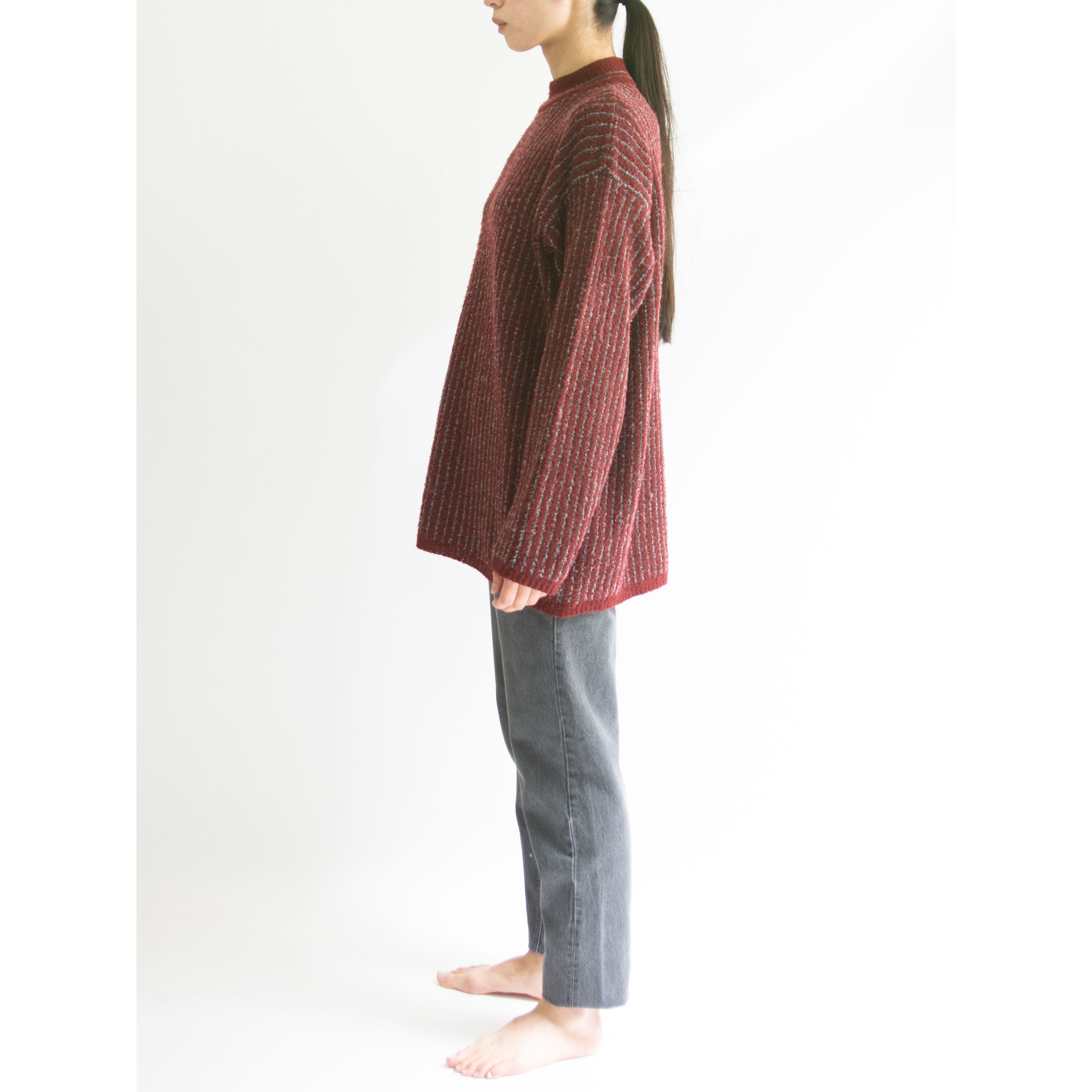 【JAEGER】Made in Great Britain Wool-Polyester-Acrylic Mock Neck Sweater（イエーガー 英国製 ウールポリエステルアクリル モックネックセーター ニットプルオーバー）
