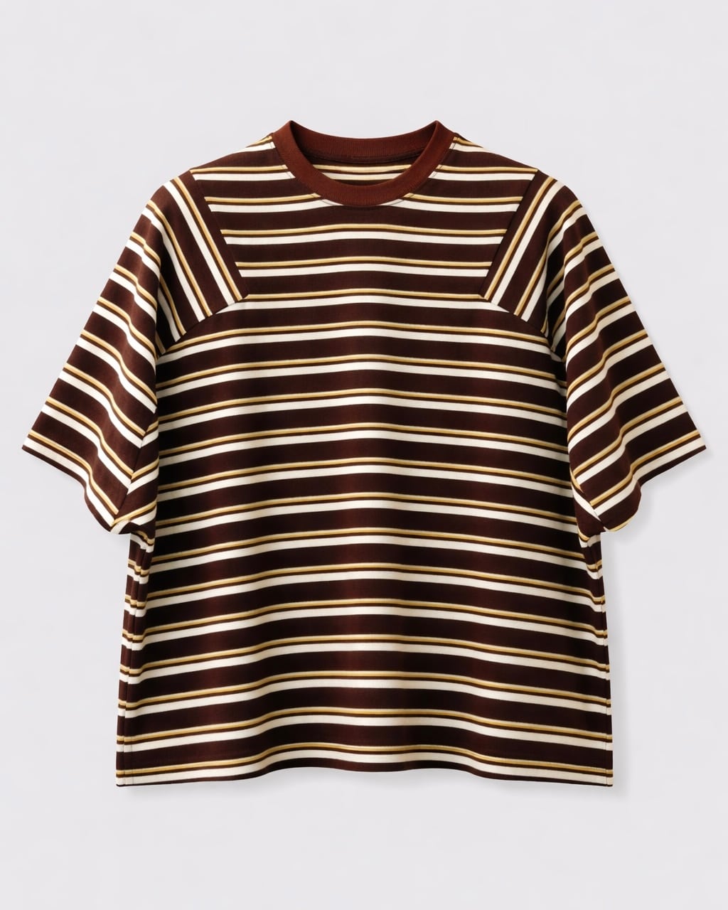 ラスト1点【BIG】マルチボーダーパネルデイリーTシャツ｜チョコ