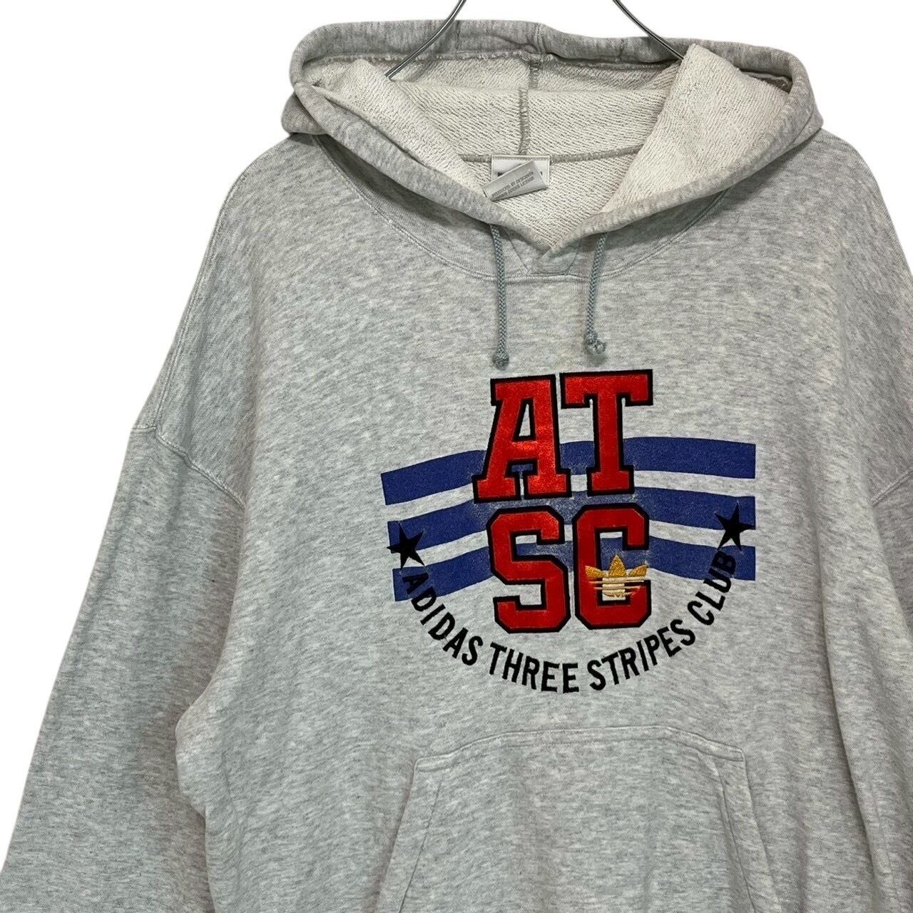 アディダス 90s ジップアップフード パーカー ロゴ刺繍 オーバーサイズ L adidas(アディダス) 80's ~ 90's Logo oversized boa hoodie ロゴ刺繍