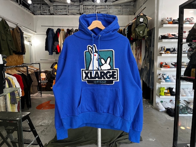 FR2 × XLARGE CHENILLE SWEAT HOODIE ROYAL MEDIUM 27161