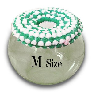 【Mサイズ】グリーン×ホワイト　チンチラ　デグー　砂浴び容器　飛び散り防止　ブラッシング効果  Chinchilla's glass ball for dust bath [M size] fluffy ring is [green×white color] .