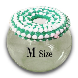 【Mサイズ】グリーン×ホワイト　チンチラ　デグー　砂浴び容器　飛び散り防止　ブラッシング効果  Chinchilla's glass ball for dust bath [M size] fluffy ring is [green×white color] .