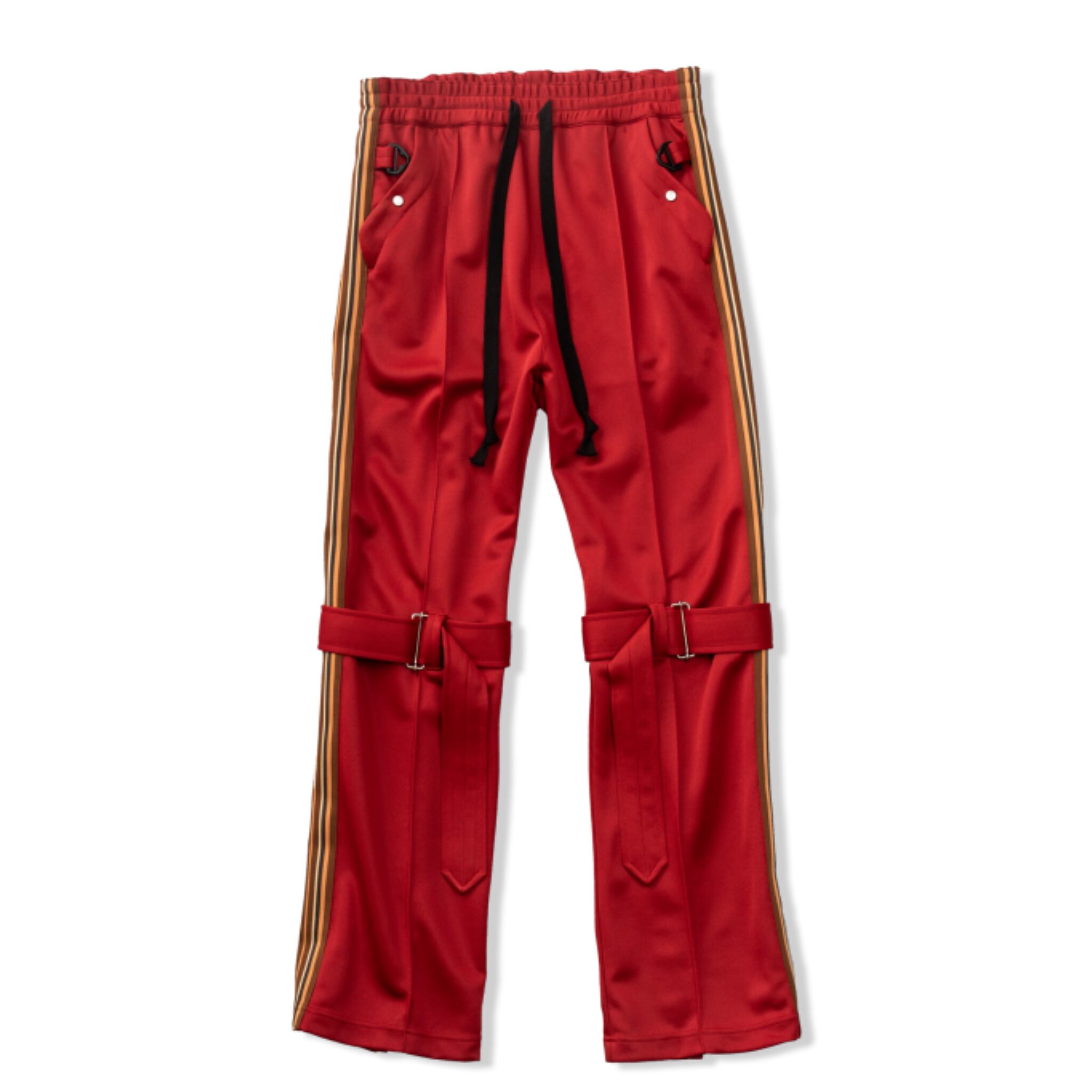 LEH◇ZIP TRACK PANTS/トラックパンツ/M/ポリエステル/RED/無地 