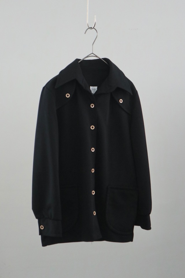 70s black polyester western shirt