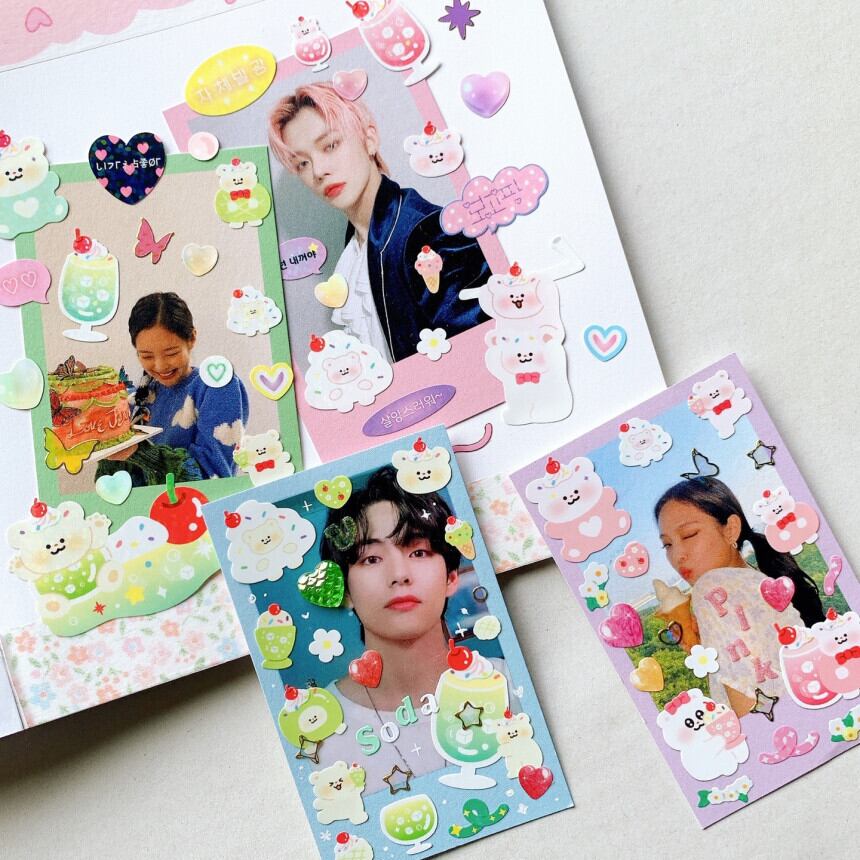 ピンクソーダ ホログラム 韓国シール 韓国文具 Pink Rue La Violette ピンクソーダ ホログラム 韓国シール 韓国文具 Pink Rue La Violette