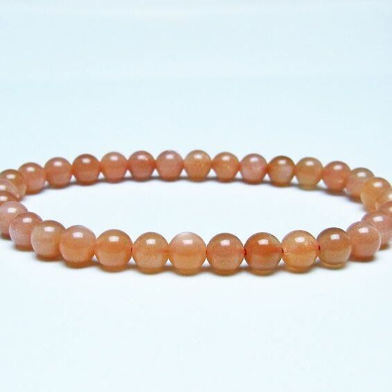 オレンジムーンストーン ブレスレット 6mm 一点物 メール便可 [M便 1/10] 111-48578
