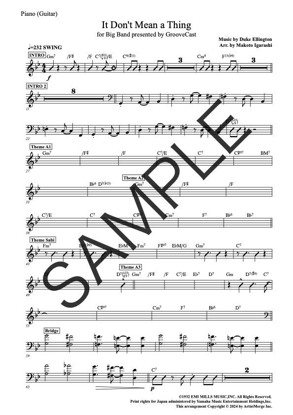 It Don't Mean a Thing」ビッグバンド用楽譜 | GrooveCast