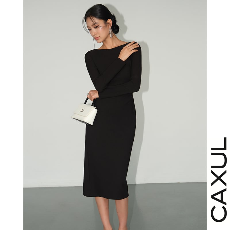 caxul ワンピース ボートネックミディ丈ワンピース/2color | CAXUL