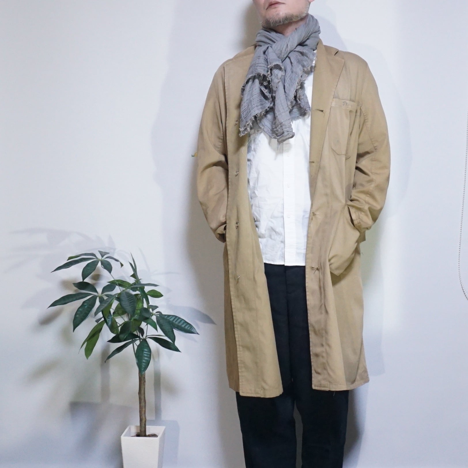 ユーロヴィンテージ1970-80年代スタンドカラーウールコート