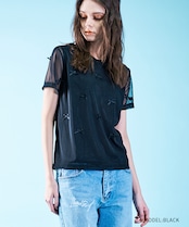 チュールレイヤードミニリボンTOPS (BLACK) CQ-46082