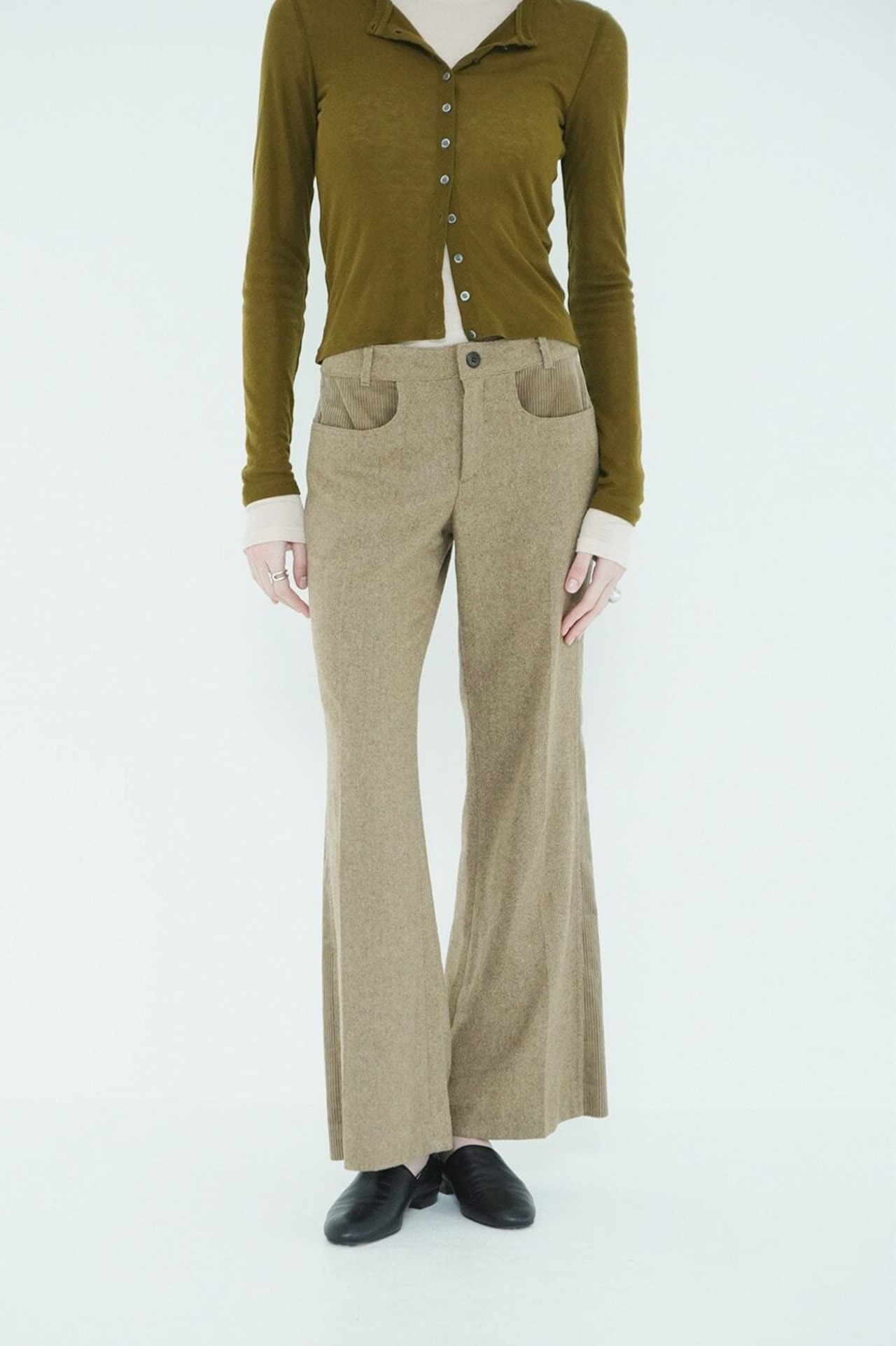 CLANE CORDUROY PANEL MELANGE PANTS
