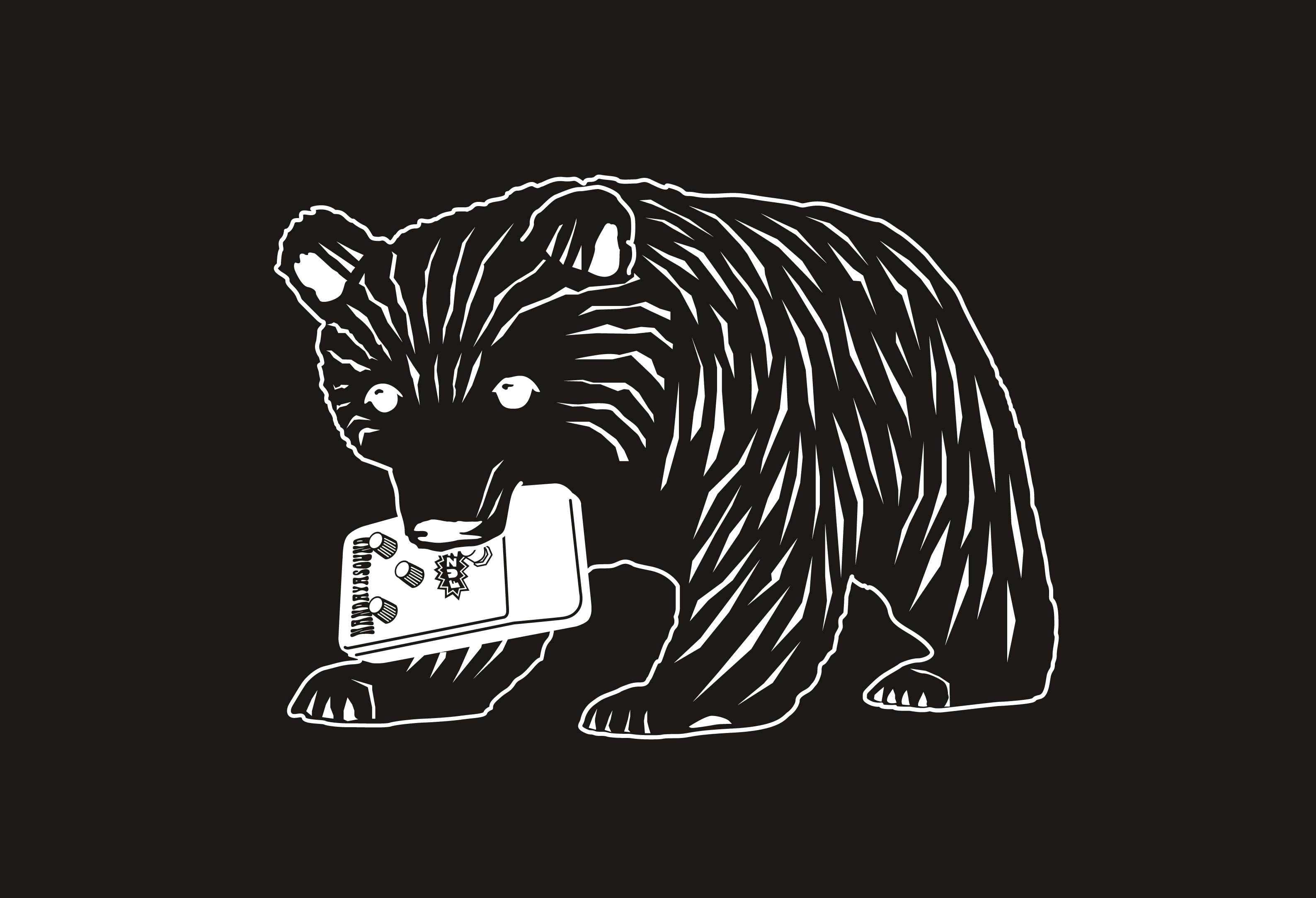 FUZZをくわえた木彫りの熊Tシャツ(半袖) - なんだ屋オリジナルTシャツ