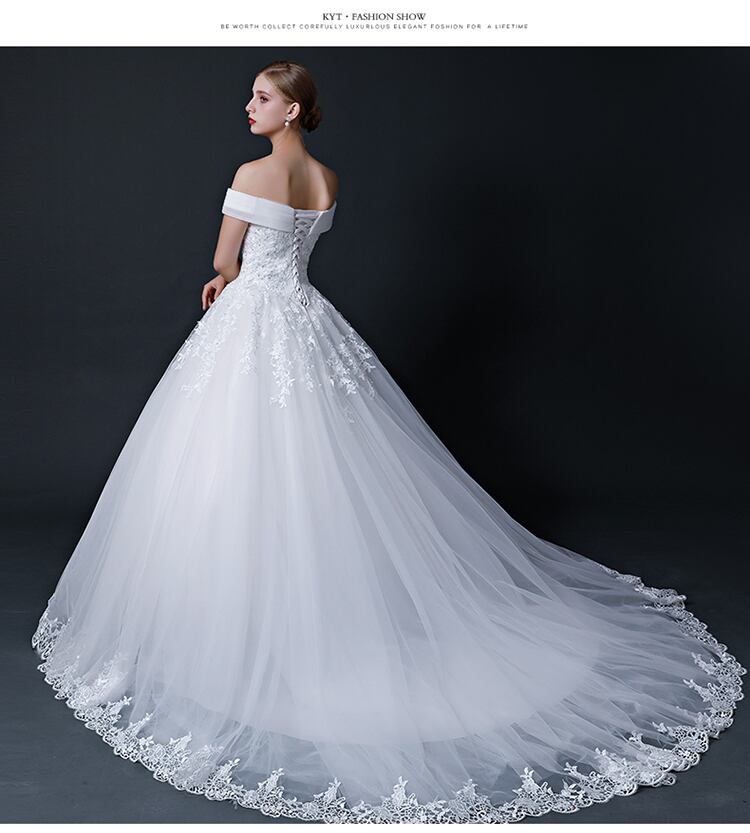 ウエディングドレス レース オフショルダー 妊婦 トレーン