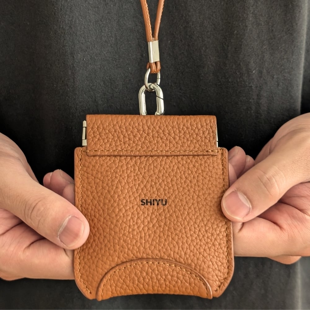 レザーネックストラップバネ口ケース ◇ スマホショルダー 財布