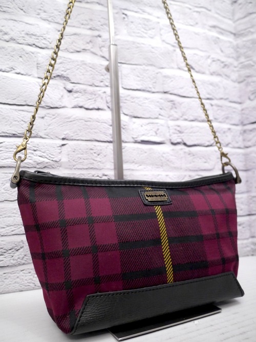 美品◆ McQ Alexander McQUEEN アレキサンダーマックイーン チェーンストラップ クロスボディ ショルダー バッグ ポーチ ポシェット 赤系◆