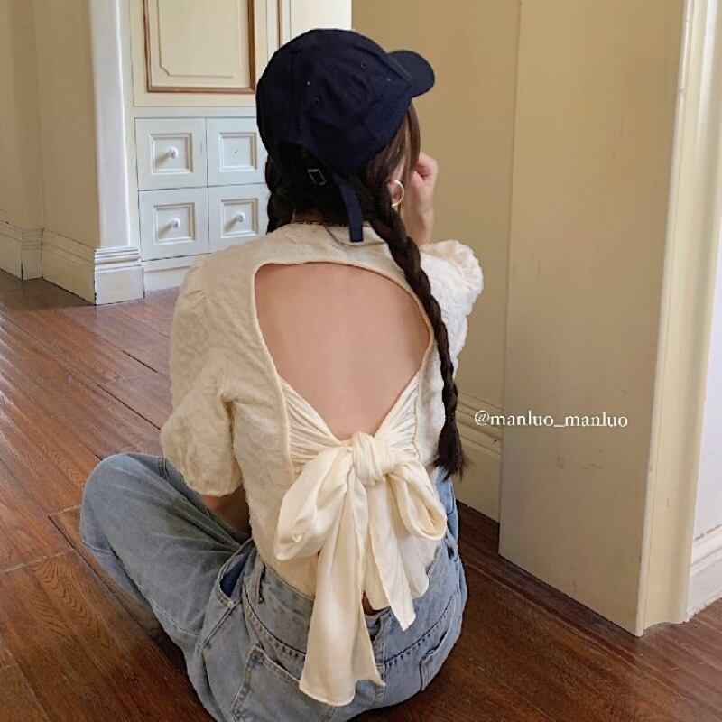 バックルーズショートTシャツ サマートップス 夏物 モンロー86097059895