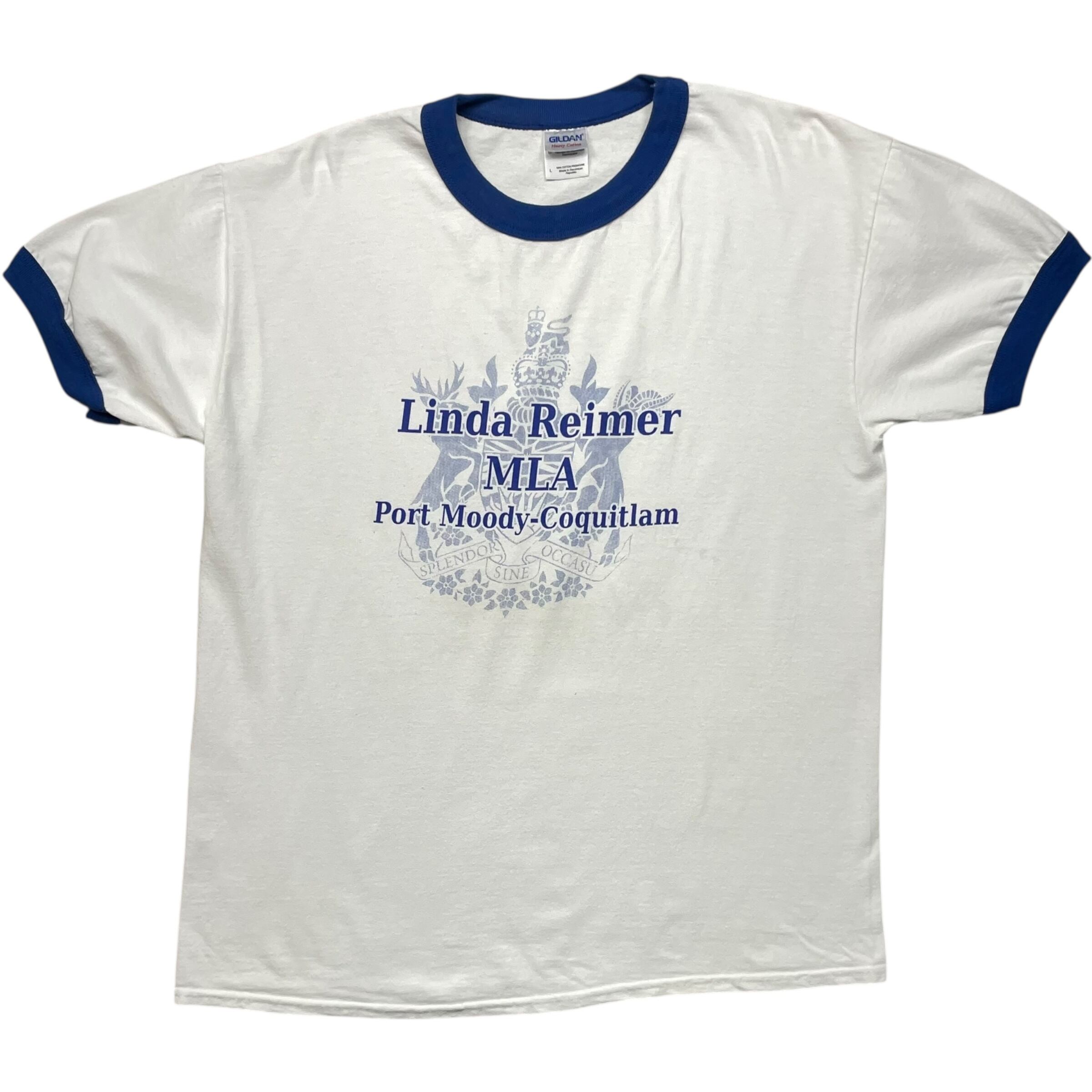 《L》GILDAN ギルダン リンガーTシャツ リンダ・ライマー議員 フロントプリント no.8382