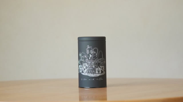 【珈琲の街】暮らしと珈琲の保存缶（ドリップの街デザイン 100g黒）