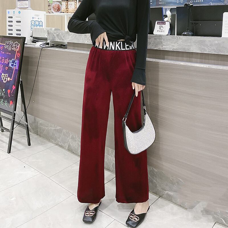 大きいサイズの太いmm秋の服ストレートと細い文字カジュアルパンツ女性の太った姉妹ルーズハイウエストワイドレッグパンツレディースパンツトレンド ミックスインファッション18461689846