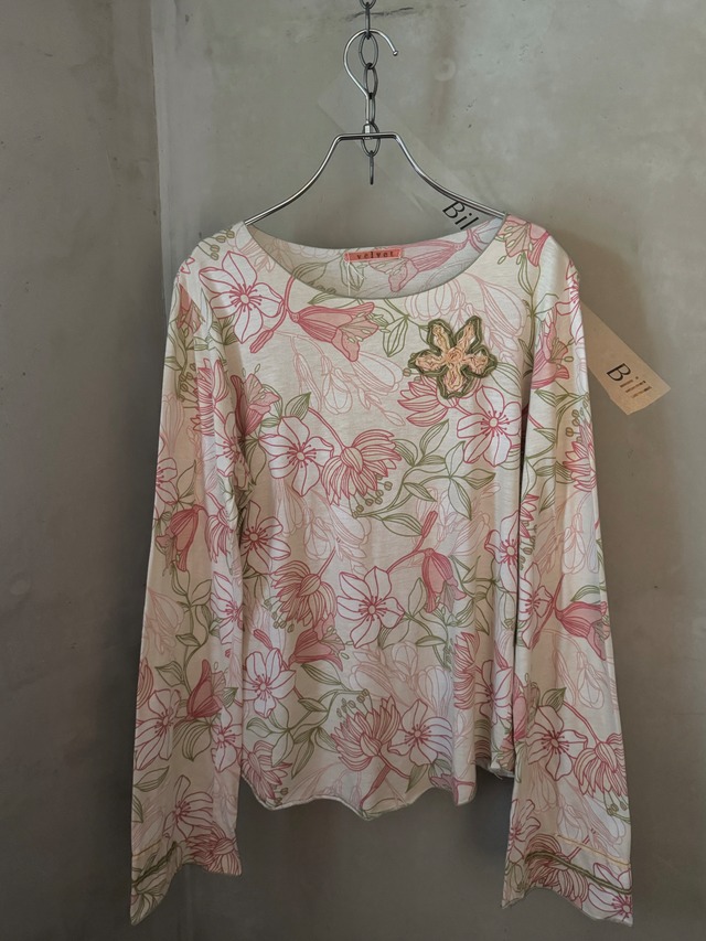 made in USA flare sleeves point embroidery flower