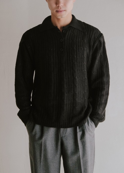 low-gauge acrylic polo knit