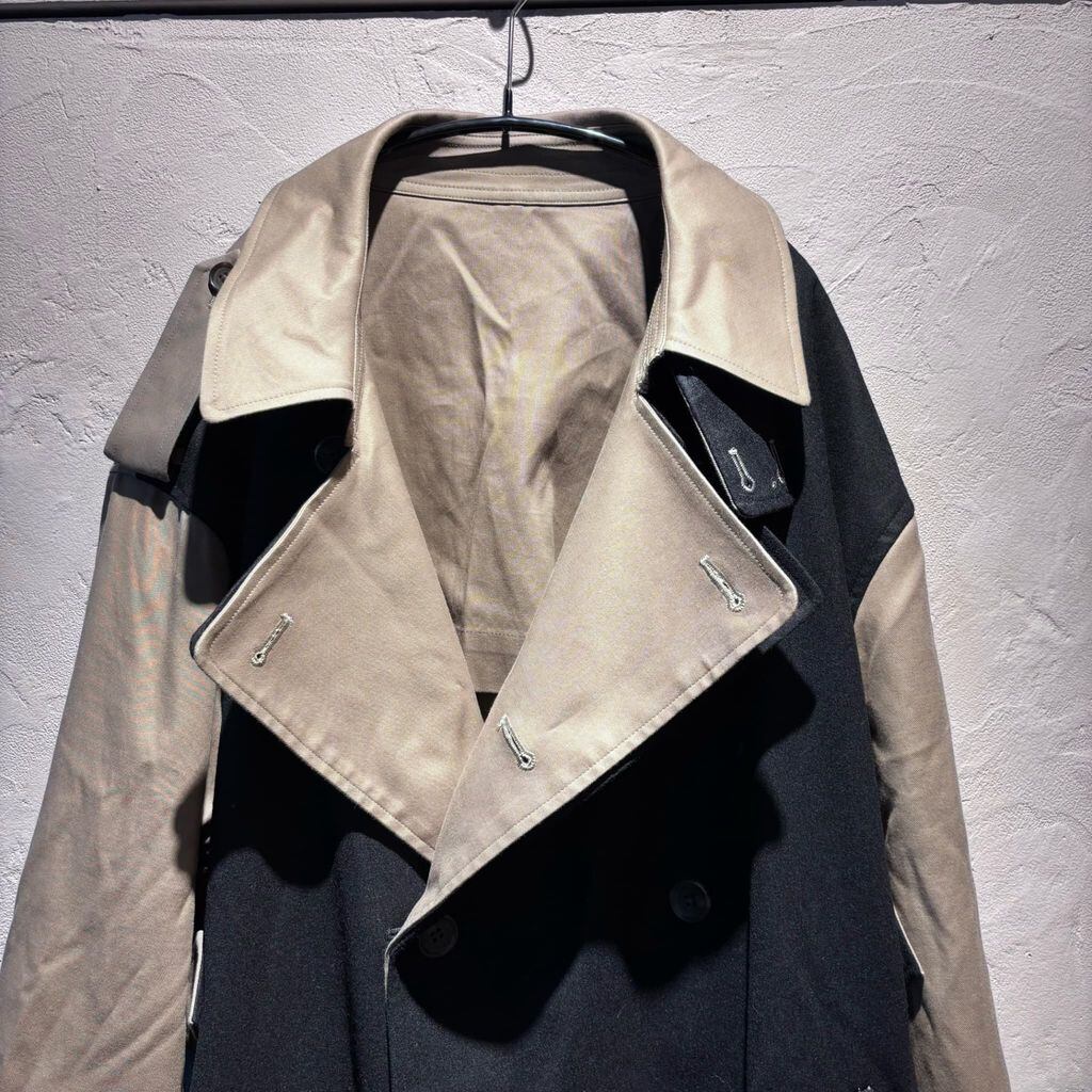 stein ST.405トレンチコート ベージュ/ブラック stein. シュタイン 22AW Oversized Double Lapeled Trench Coat