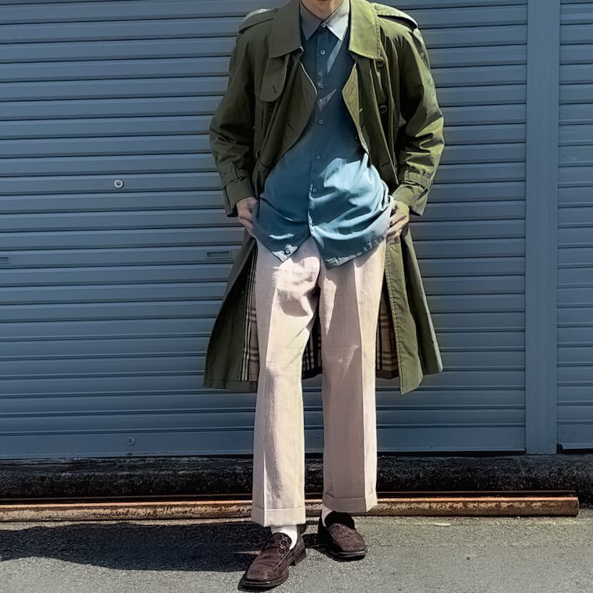 80-90s “BURBERRYS” trench coat cotton100% made in England 玉虫色 