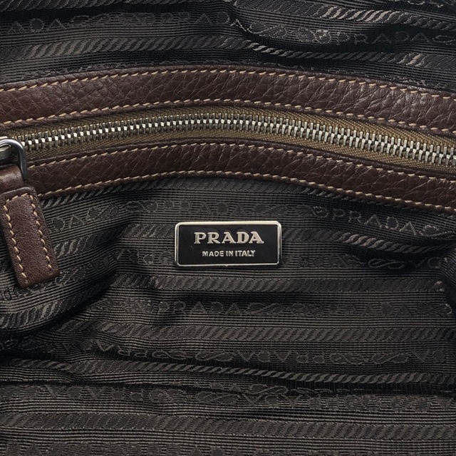 PRADA プラダ ハンドバッグ ブラウン ロゴ レザー ボストンバッグ カデナ vintage ヴィンテージ オールド pn7xkf