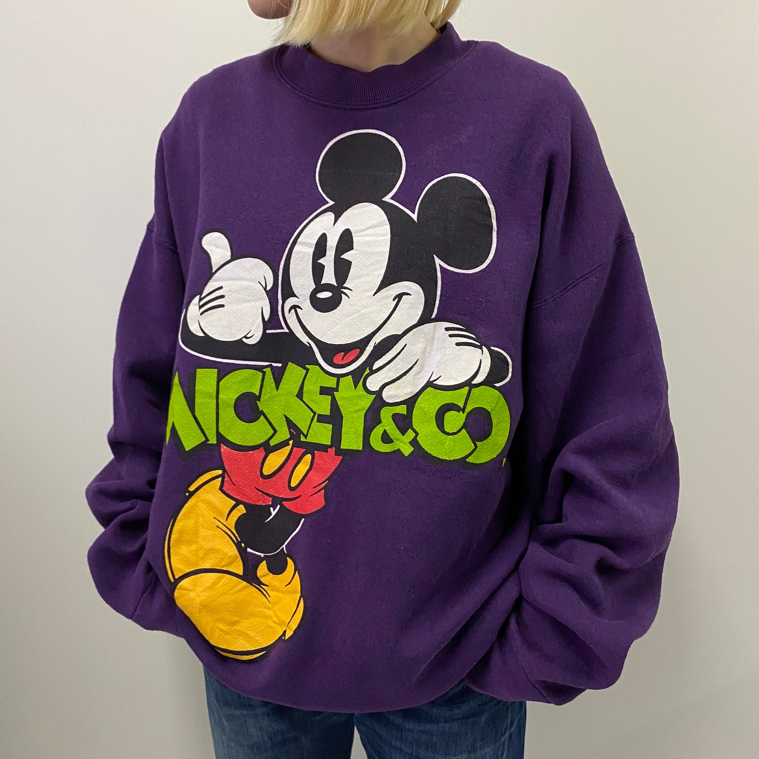 90s ディズニー Disney ミッキー スウェット 紫