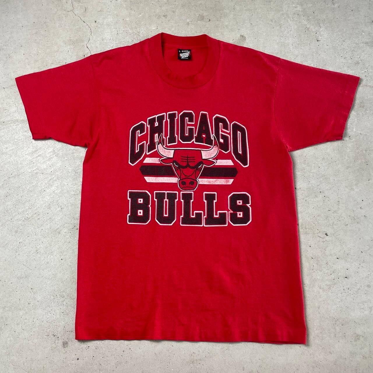 90年代 USA製 NBA CHICAGO BULLS チームロゴ プリントTシャツ メンズL